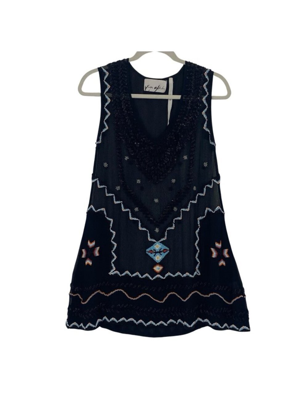 YaYa Aflalo Dress Size P Black Reformation Beaded Silk Cocktail Mini Glam XS